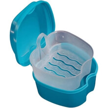 1 Sturdy Denture Case with Easy-Retrieve Tab, Denture Bath Case