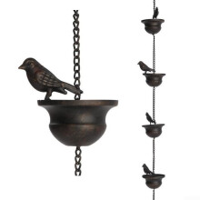 Rain chain - Metal - 2.4M - 12 birds - Bronze - Garden decoration