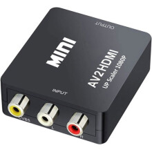 Mini AV RCA CVBS to HDMI Video Audio Converter Adapter Supports 720p and 1080p for Xbox 360, PS1, PS2, Wii, and N6 Cameras (Black)