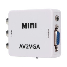 VINGVO 480P Mini Composite AV to VGA Video Converter TV Adapter Decoder Audio Video Converter (White)