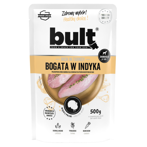 BULT Rig på kalkunkød - Vådfoder til hunde - 24x500g