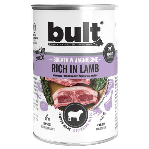 BULT Rig på lam - vådfoder til hunde - 24x400g