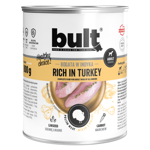 BULT Rich in Turkey - vådfoder til hunde - 24x800 g
