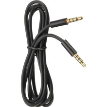3.5 mm male-to-male 4-pole black gold-plated audio cable — stereo auxiliary cord