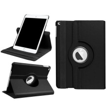 New Apple iPad 9.7 2017 Wifi - 4G-LTE Leather Style Rotating Black Case - 360 Degree Protective Black Tablet Cover Bo012