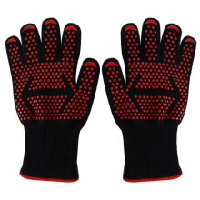 Cooking gloves, oven mitts, 500C, barbecue gloves, heat-resistant silicone kitchen gloves for barbecuing and grilling