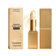Feuchtigkeitsspendender Lippenbalsam mit Goldfolie und Farbwechsel, leichte Textur, nicht klebrig, die Lippen sind weich, feucht und glänzend