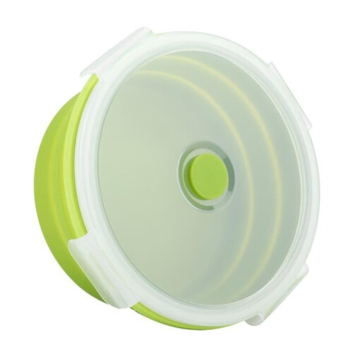 Lunch box - QIILU - Round model - 800 ml - Food-grade silicone - Collapsible and stackable