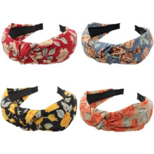 Set of 4 women's headbands, simple lattice bow tie, wide headbands, elastic hair accessories for girls.
