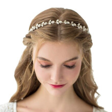 Rhinestone bridal headpiece, crystal wedding headband, hair accessories for brides (gold)