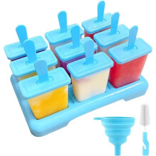 Ice Pop Mold - Reusable - Baby-Friendly - BPA-Free - 9 Slots - Collapsible Silicone Funnel