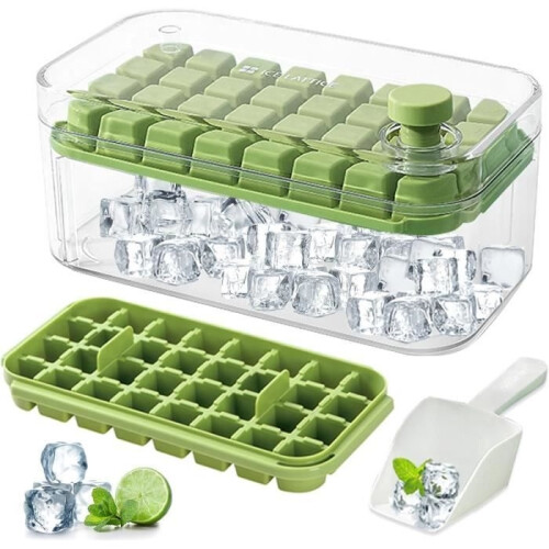 Ice Cube Tray with Lid, 64 Pieces Square Ice Cube Trays, Easy Release Ice Cube Mold