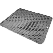 Silicone Dish Draining Mat - 40 x 30 cm, Dish Drying Mat, Heat Resistant and Non-Slip (Dark Grey)