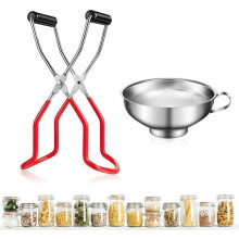 Jar Clip, Jar Clamps, Anti-Scald Clip with Handle, Jar Pusher Clips with Funnel, for Kitchen Jars
