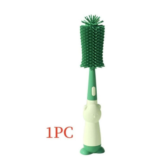 Bottle Brush - Multifunctional - 3 in 1 - Silicone - Long Handle - Green