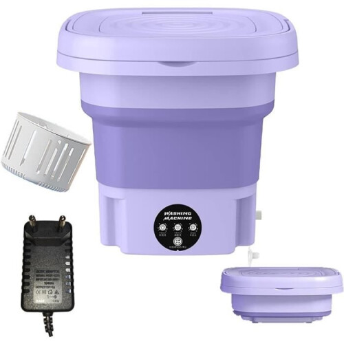 Mini Portable Washing Machine, Small Foldable Washing Machine with Drain Basket, Convenient 8L Washer