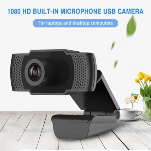 1080P HD USB Webcam with Built-in Microphones for Laptops and Desktop Computers