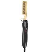 Electric heated comb, curling iron, heated brush, multifunctional straightening brush, copper color