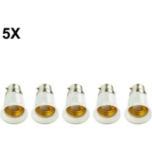 5-piece B22 to E27 lighting socket accessories, base, plug, adapter, converter for LED lamp, bulb, bayonet, screw