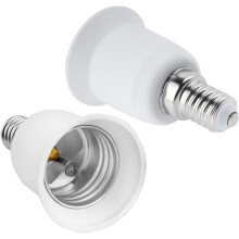 E14 to E27 socket adapter, compatible with E27, LED, incandescent, halogen and CFL bulbs, pack of 2