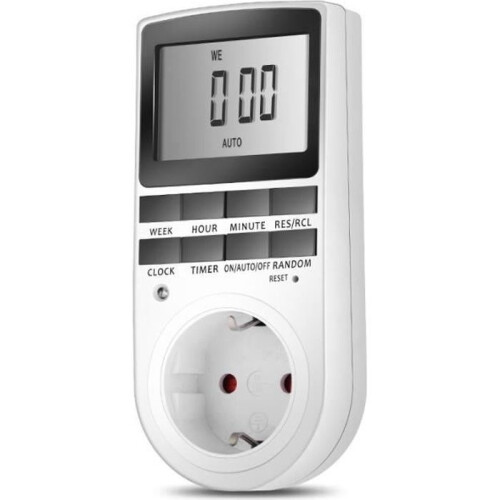 Programmable Digital Plug with Daily Timer, LCD Screen, and Random Mode