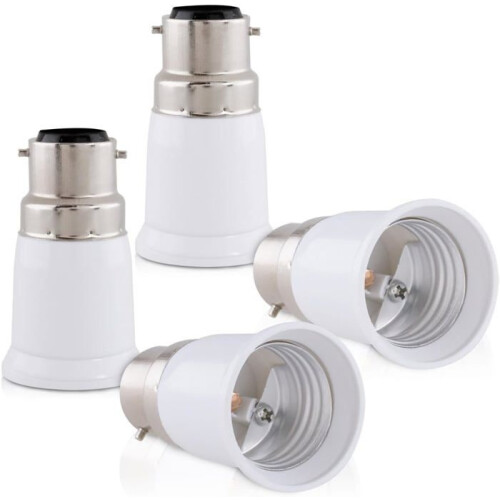 4x socket adapter - B22 to E27 socket converter - Bayonet base lamp holder adapter