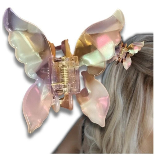 Butterfly hair clip, multicoloured, 6.5 x 6.5 cm