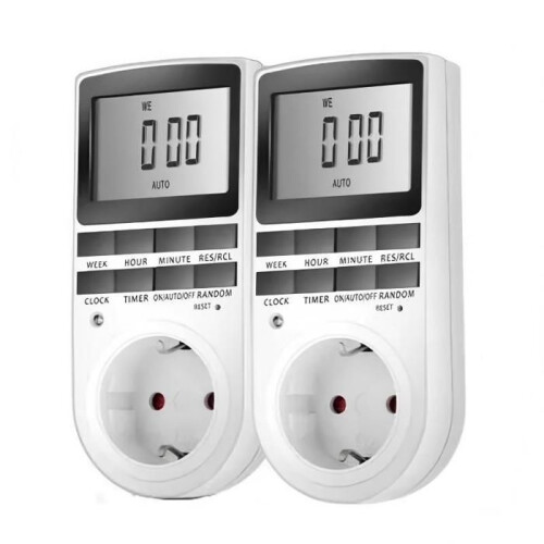 Programmable Digital Plug with Daily Timer, LCD Screen, and Random Mode (2 Pack)