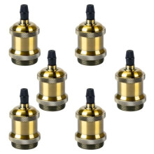 TOKIUS Set of 6 Vintage E27 Retro Edison Lamp Sockets, LED Bulb Adapters for DIY Pendant Lights - Brass
