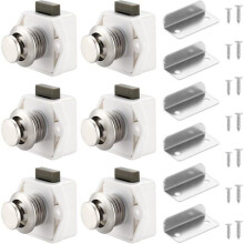Set of 6 push-button locks for cupboards, drawers, wardrobes, doors, caravans, motorhomes, boats, white Odipie