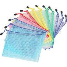 Pack of 12 A5 PVC document pockets with zipper closure, transparent pockets for document storage, office supplies