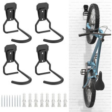 4-Piece Bike Hook Set - Wall-Mounted Bike Rack - 45kg Load Capacity - Sturdy L-Shaped Bike Rack