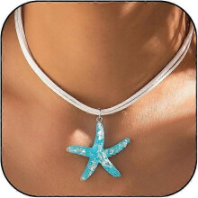 Starfish necklace summer pendant necklace white velvet necklace ladies beach jewelry