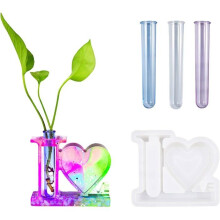 DIY Silicone Vase Mold, Epoxy Molding, Plant Propagation with 3 Test Tubes for Hydroponic Flower Decoration