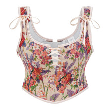 Womens Adjustable Waist Trainer Blouse Victorian-apricot M