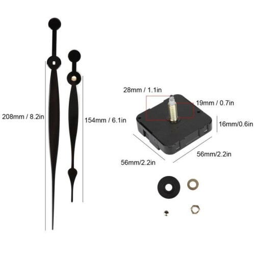 Quartz Clock Movement Motor Kit - SURENHAP - Hour and Minute Hands - White