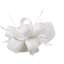 Feather Veil Hat Fascinators Hat Girls Outfit Headwear-White