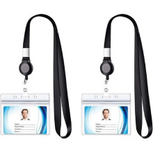 Set of 2 badge holders with transparent card holder, 1 set includes lanyard, badge holder, for business cards, etc.