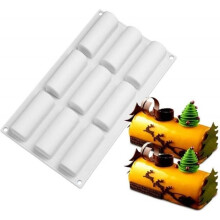 Mini log mold or 9-cavity insert mold for chocolate pastries, mousse desserts, 3D cakes, non-stick