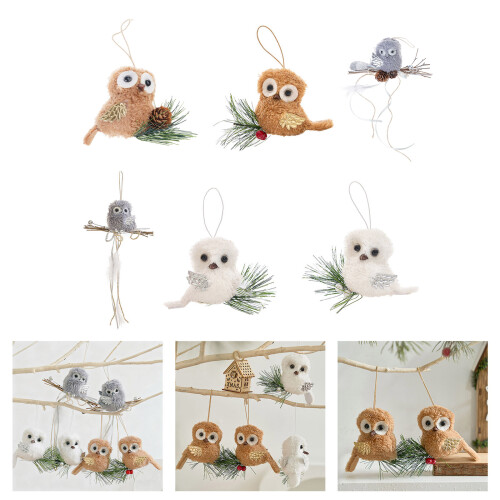 Plüsch-Eule, Weihnachtsdekoration, weiches-Gray B 2