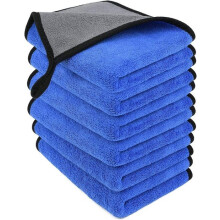 Set of 6 Microfiber Cleaning Cloths - Thick Double-Layer Towels - for Home and Car Cleaning