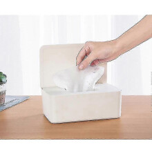 (White) Wet Wipes Storage Box Wipes Dispenser Holder Tissue Storage Box Case With Lid Dustproof