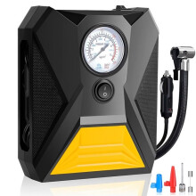 Car Tire Inflator, 12V Mini Portable Air Compressor, Electric Tire Pump with Pressure Gauge and LED Light