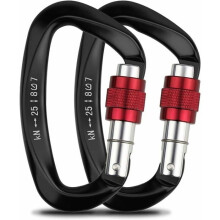 2-Piece Climbing Carabiners, Automatic Locking Aluminum Stainless Steel D-Ring Carabiner for Climbing and PZCC
