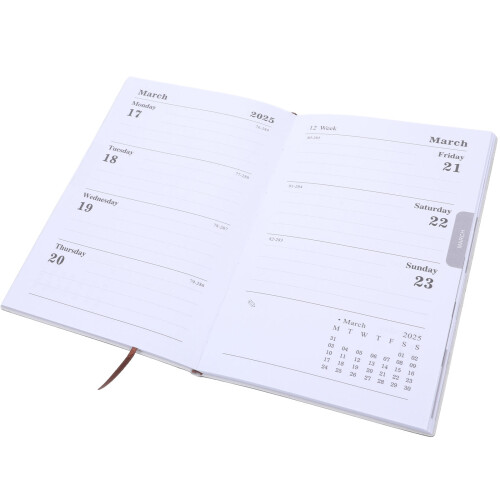 2025 Planner Académique Noir Couverture Rigide Cuir PU