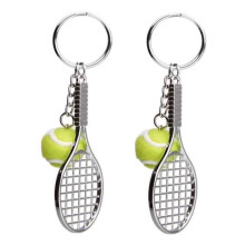 Tennis Racket Keychain, Creative Metal Keychain Sport Keyring Tennis Ball 2 Pcs