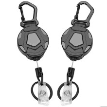 Pack of 2 retractable keychains, sturdy carabiner badge holder, 226g retraction