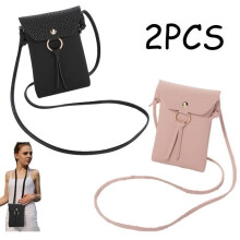 Shoulder Bag - Women's - Faux Leather - Lightweight - 2-Pack - Smartphone Compatible