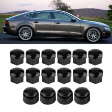 20 pcs 17mm Protective Caps Car Wheel Nut Cover for Audi Black -ABI