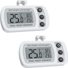 Set of 2 mini refrigerator/freezer thermometers, IPX3 waterproof - LCD screen, Max/Min recording